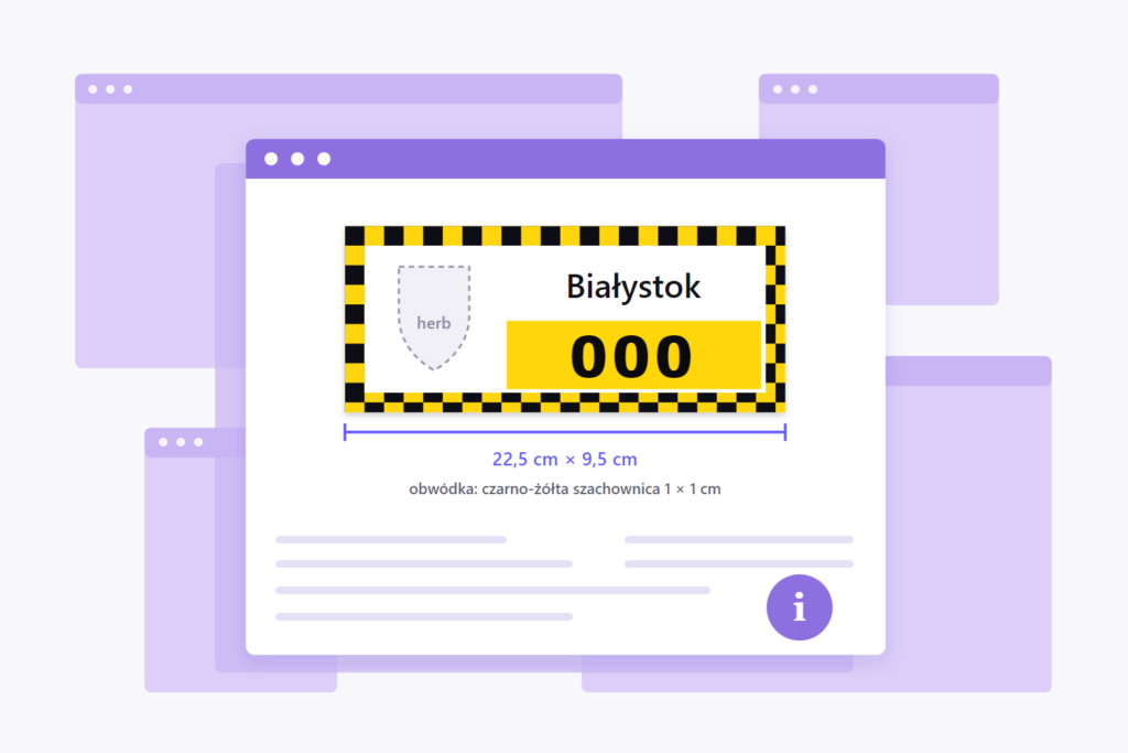 Emblemat z numerem bocznym - oznakowanie taksówki w Białymstoku