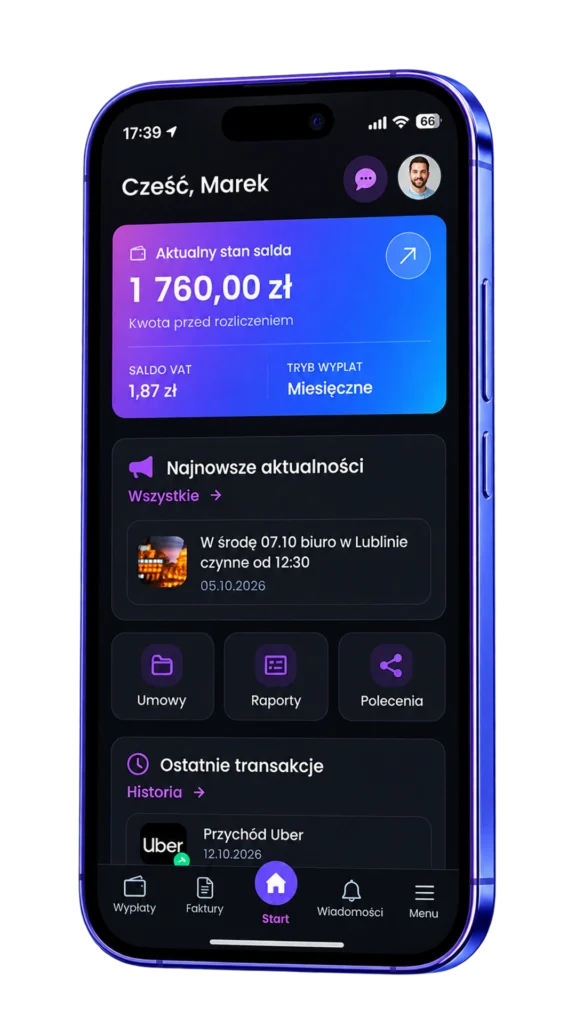 Aplikacja Ramnext na telefonie: saldo, aktualności i ostatnie transakcje