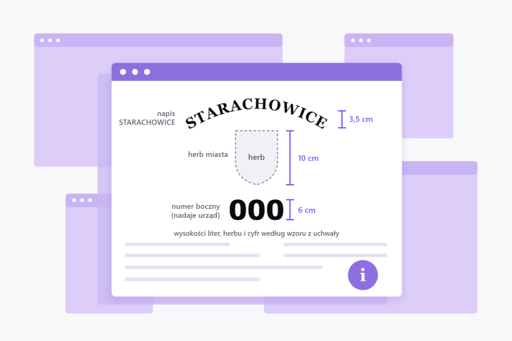 Oznakowanie z herbem i numerem bocznym - oznakowanie taksówki w Starachowicach