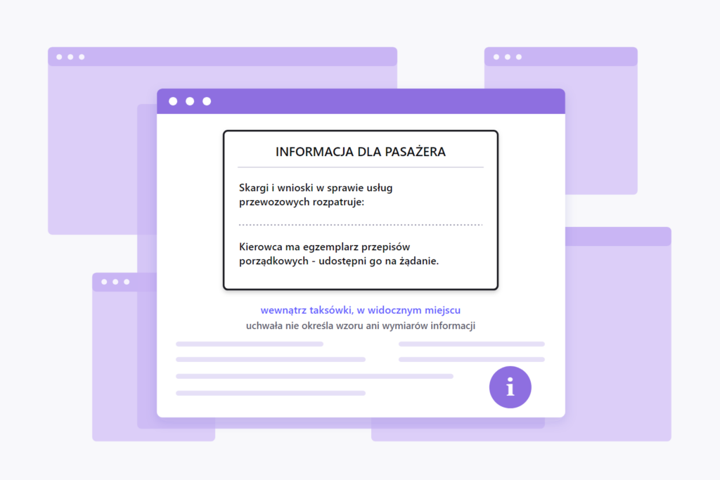 Informacja dla pasażera - oznakowanie taksówki w Starachowicach